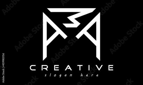 geometric monogram letters AMA logo design vector, business logo, icon shape logo, rectangle squire polygon letters modern unique minimalist creative logo design, vector template