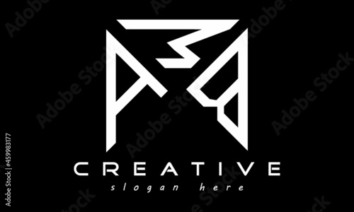 geometric monogram letters AMB logo design vector, business logo, icon shape logo, rectangle squire polygon letters modern unique minimalist creative logo design, vector template