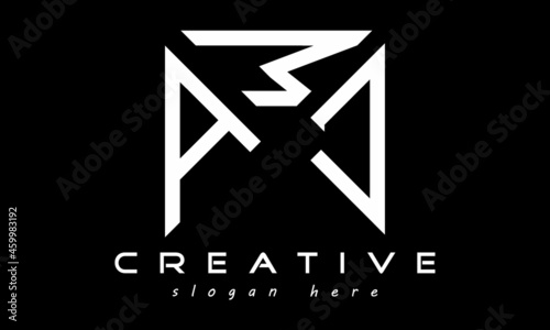 geometric monogram letters AMC logo design vector, business logo, icon shape logo, rectangle squire polygon letters modern unique minimalist creative logo design, vector template