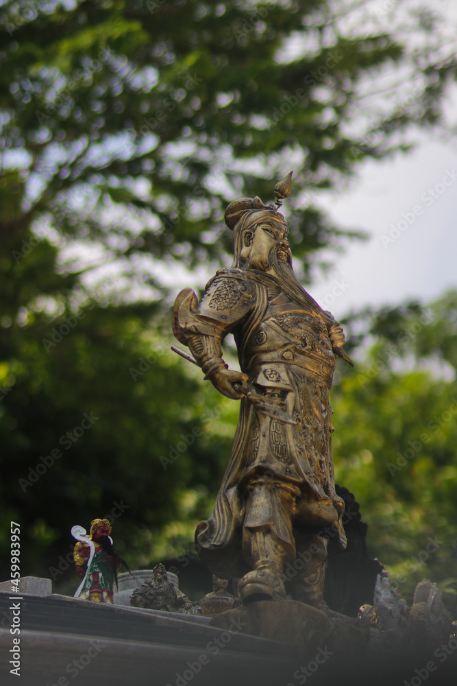 Guan Gong Warlord statue at Thailand Buddhism Shrine Nam Hai Kwan Se Im Pu Sa Vihara Sukabumi, Indonesia.