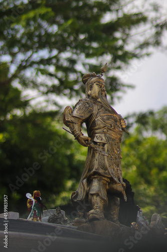 Guan Gong Warlord statue at Thailand Buddhism Shrine Nam Hai Kwan Se Im Pu Sa Vihara Sukabumi  Indonesia.