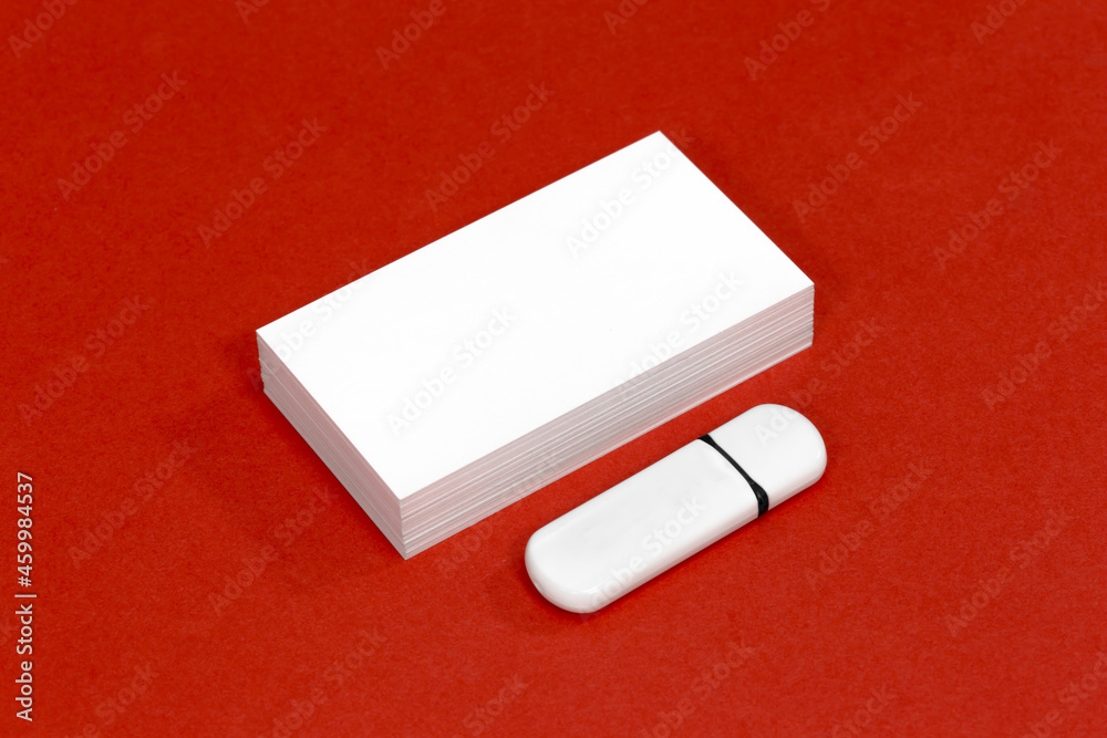 business card on red mockup