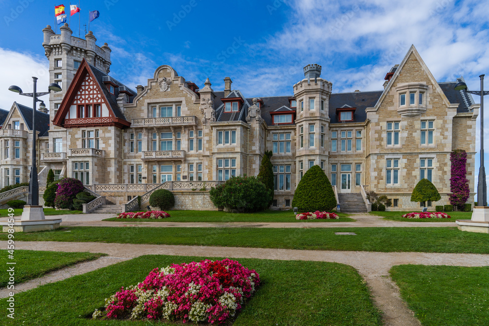 View of the Magdalena Palace in the city of Santander in Cantabria, Spain 
