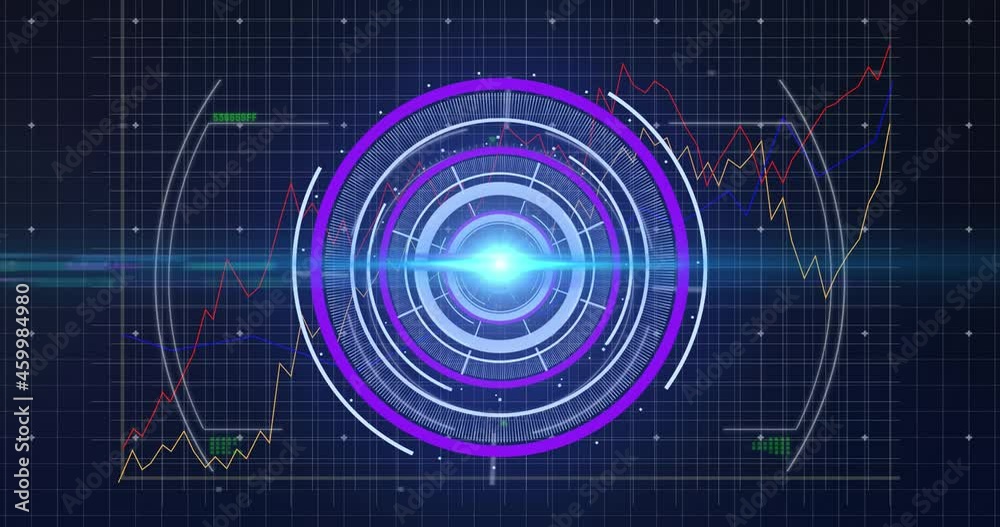 Animation of compass over scientific graph and data Animation of compass over scientific graph and data