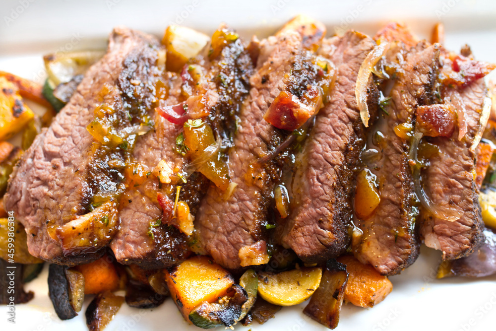 Beef Brisket with Bourbon, Peach and Bacon Glaze