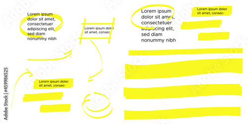 Highlight marker lines. Highlight strokes vector. Marker pen highlight