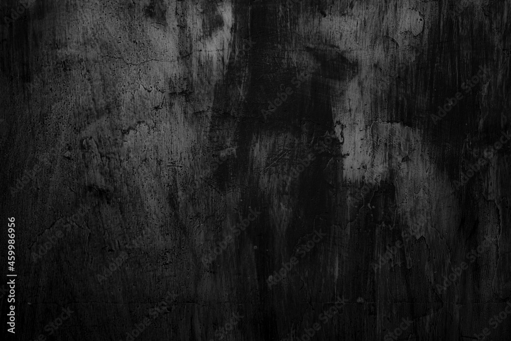 Empty black wall interior for design, Old loft style raw concrete wall. Dirty dark raw cement wall texture and background