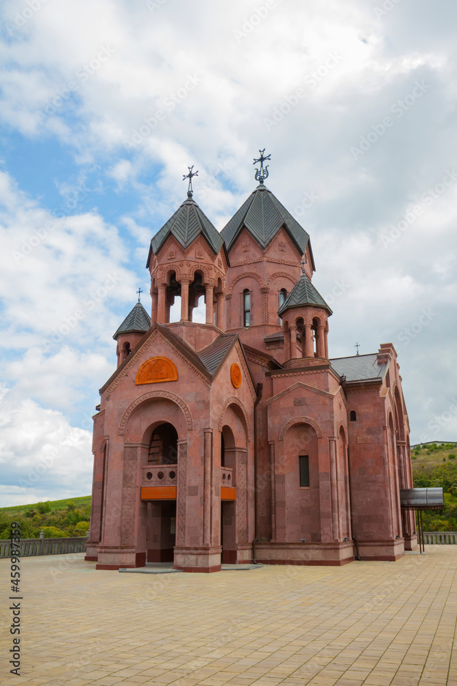 Armenian Apostolic Church of St. George Victorious was built of pink tuff in village of Gai Kodzor. Krasnodar region. Russia