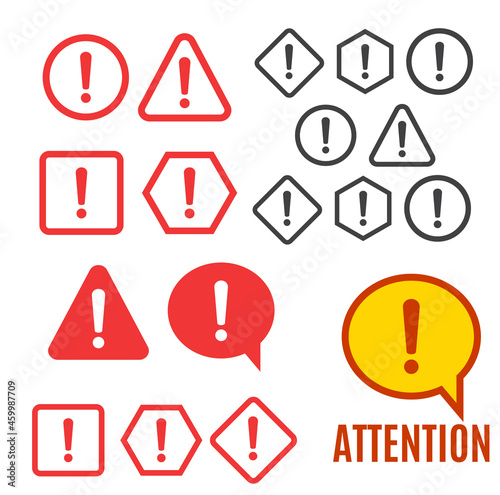 Attention please badge or banner. Danger sign design. Caution error icon