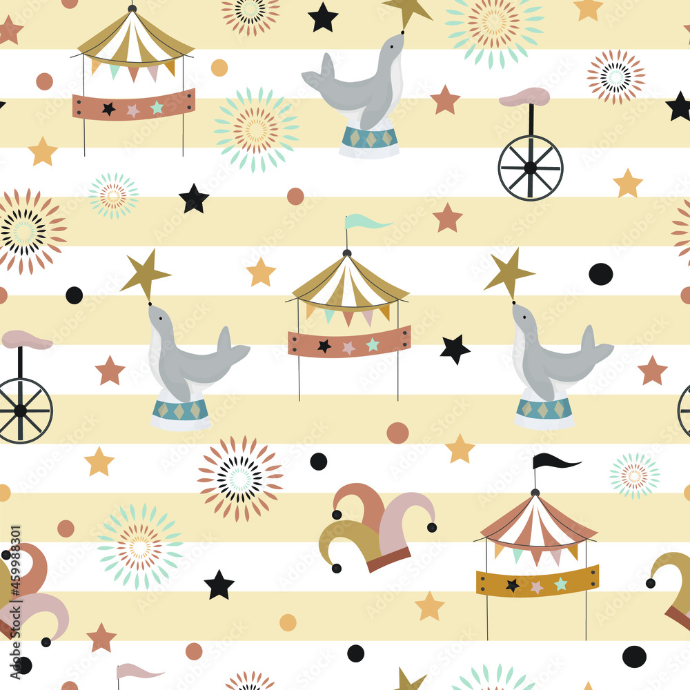 Circus theme seamless pattern design