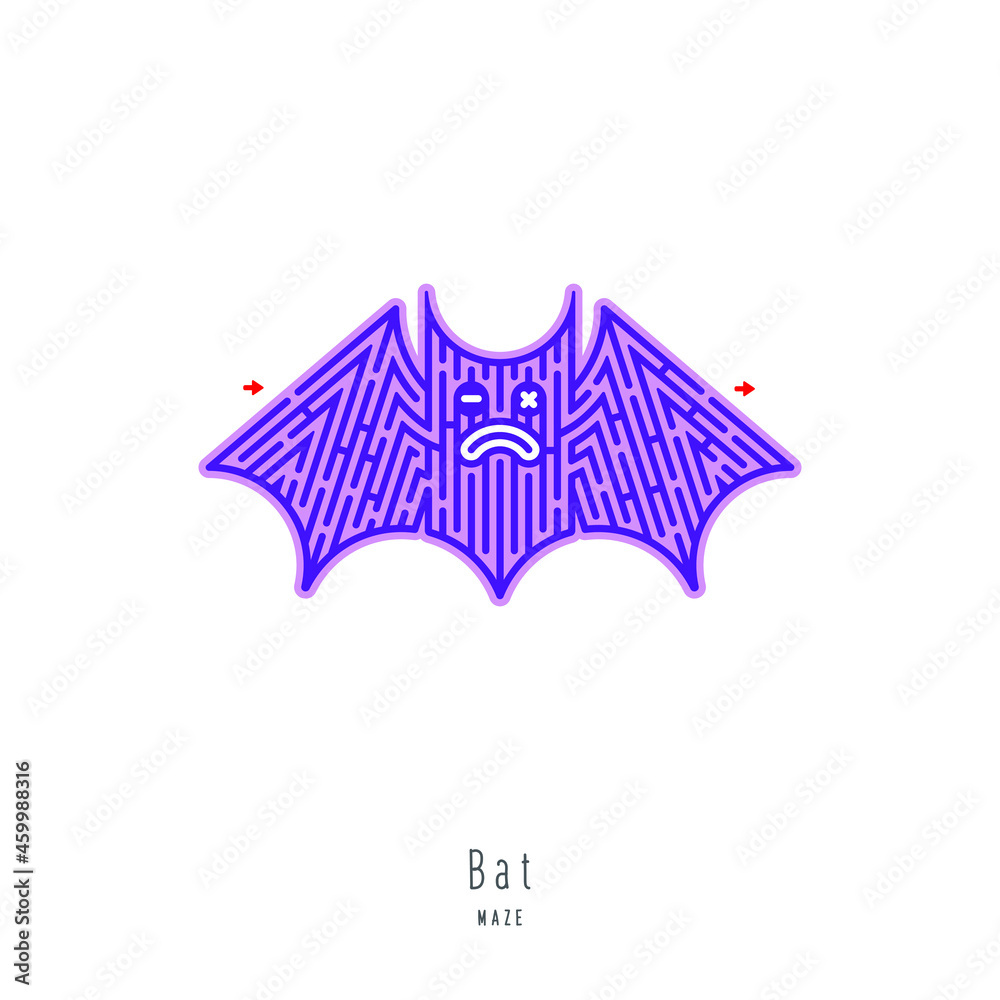 Abstract maze bat. Game for children and parents. Puzzle for kids