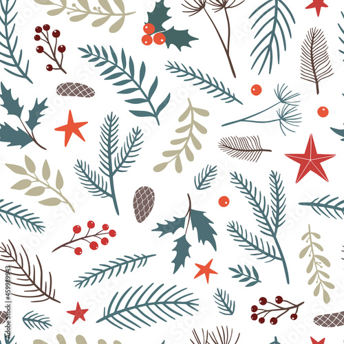 cute seamless pattern with christmas decorative elements. Good for posters, prints, wrapping paper, wallpaper, scrapbooking, textile, backgrounds, etc.