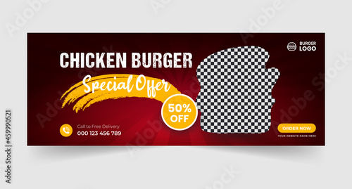 Food menu and restaurant social media Facebook Cover banner template Premium Vector
