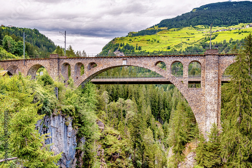 Viadukt der Solisbrücke, Albulabahn der Rhätischen Bahn, Graubünden, Schweiz