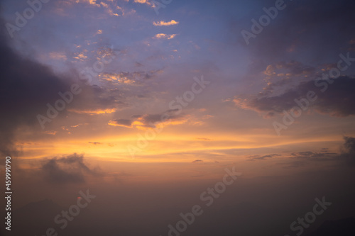 Fototapeta Naklejka Na Ścianę i Meble -  Beautiful sky evening beauty and Clouds at sunset , Panoramic scene view . Natural background 