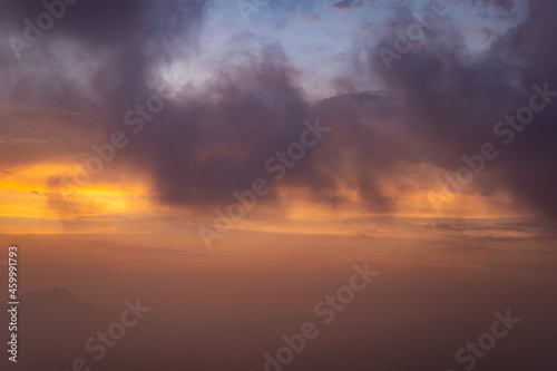 Beautiful sky evening beauty and Clouds at sunset , Panoramic scene view . Natural background  © Ayman