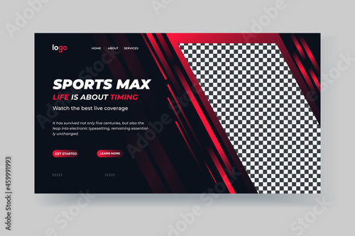 Sports landing page template Premium Vector