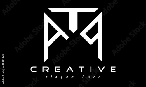 geometric monogram letters ATP logo design vector, business logo, icon shape logo, rectangle squire polygon letters modern unique minimalist creative logo design, vector template