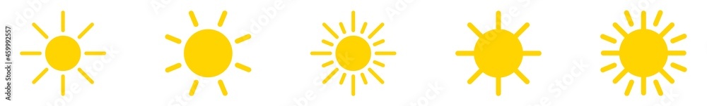 Sun Icon Summer Yellow Sun Light Set | Suns Icon Sunshine-Icon Vector Illustration Logo | Sunlight Sun-Icon Isolated Sun-Rays Collection Sun Icon Summer Yellow Sun Light Set | Suns Icon Sunshine-Icon Vector Illustration Logo | Sunlight Sun-Icon Isolated Sun-Rays Collection