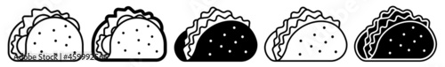 Taco Icon Mexican Taco Set | Tacos Icon Mexican Food Vector Illustration Logo | Taco-Icon Isolated Salad-Taco Collection