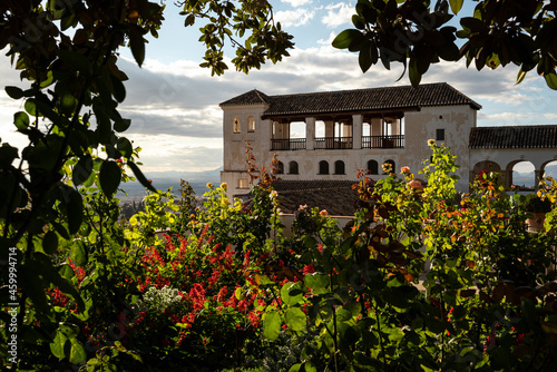 The Generalife Palace (Palacio de Generalife) seen from the upper gardens, Alhambra de Granada UNESCO World Heritage Site, Granada, Andalusia, Spain