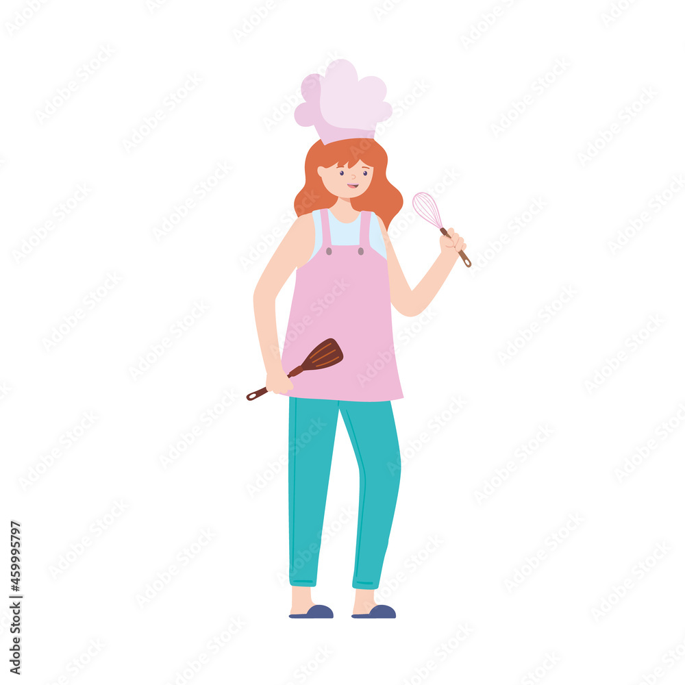 chef woman with mixer chef woman with mixer