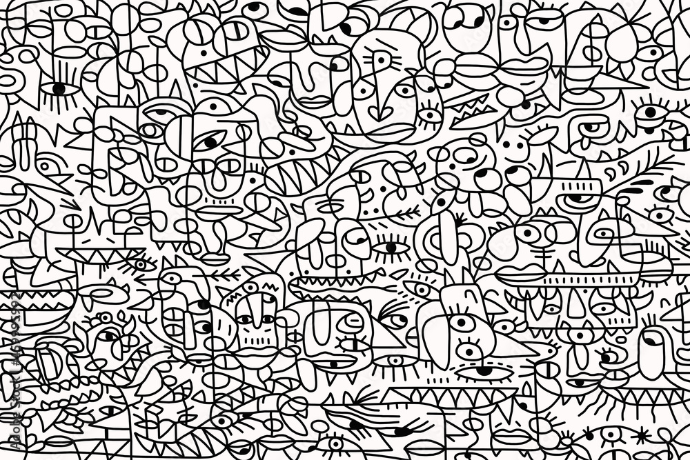 Black and white pattern on white background, abstract design Black and white pattern on white background, abstract design