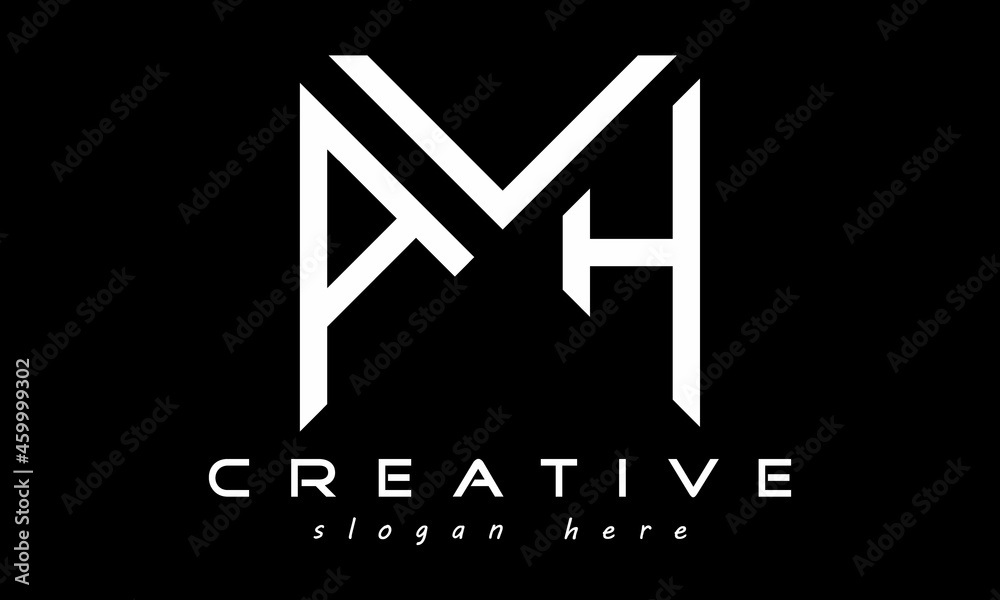 geometric monogram letters AVH logo design vector, business logo, icon shape logo, rectangle squire polygon letters modern unique minimalist creative logo design, vector template