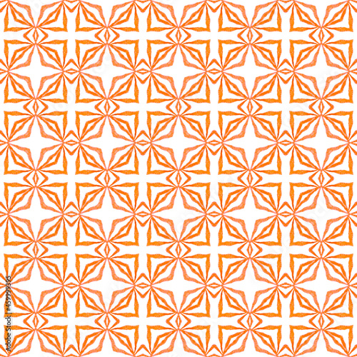 Watercolor ikat repeating tile border. Orange