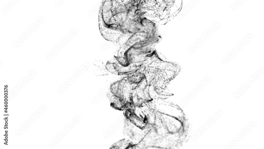 Beautiful effect of black particles in liquid stream, like effect ink