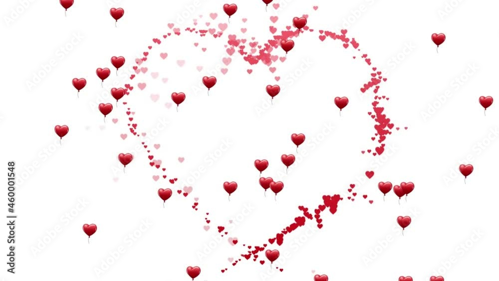 Animation of red hearts icons floating on white background Animation of red hearts icons floating on white background