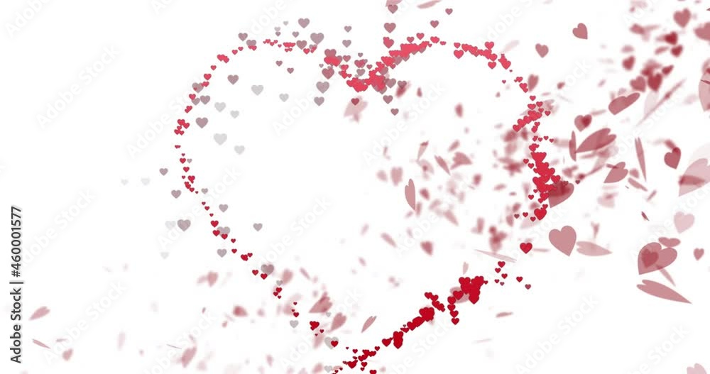 Animation of red hearts icons floating on white background Animation of red hearts icons floating on white background