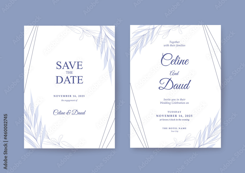 Minimalist beautiful Wedding invitation template