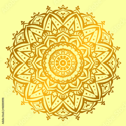 golden textured mandala art pattern for abundance vector design element