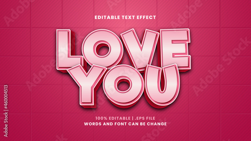 Love you editable text effect in modern 3d style