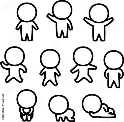 デフォルメした人物のイラストセット