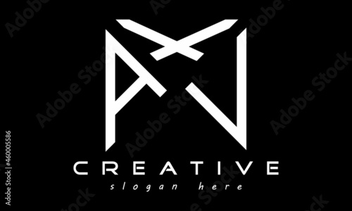 geometric monogram letters AXV logo design vector, business logo, icon shape logo, rectangle squire polygon letters modern unique minimalist creative logo design, vector template