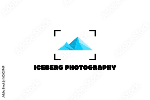 Vector logo element with iceberg scenery illustration. Usable for photography, travel, hotel and general business brands
