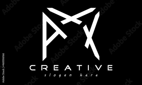 geometric monogram letters AXX logo design vector, business logo, icon shape logo, rectangle squire polygon letters modern unique minimalist creative logo design, vector template