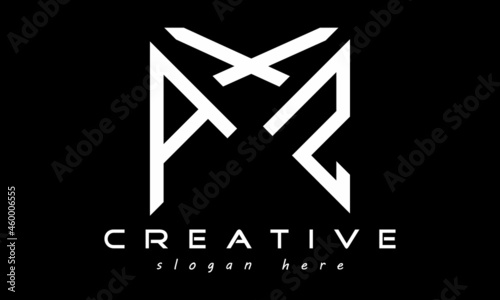 geometric monogram letters AXZ logo design vector, business logo, icon shape logo, rectangle squire polygon letters modern unique minimalist creative logo design, vector template