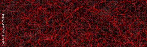 Red chaotic lines background. Hand drawn lines. Tangled chaotic pattern. Vector illustration.