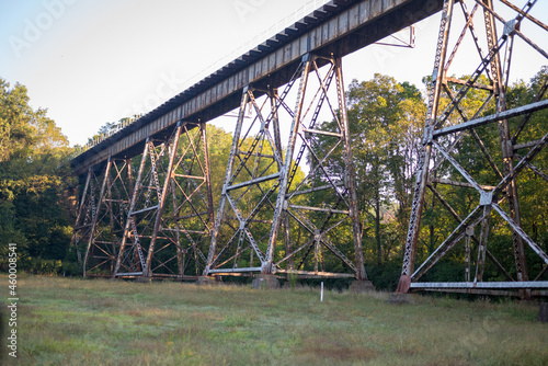 railroad bridge fall time metal photo