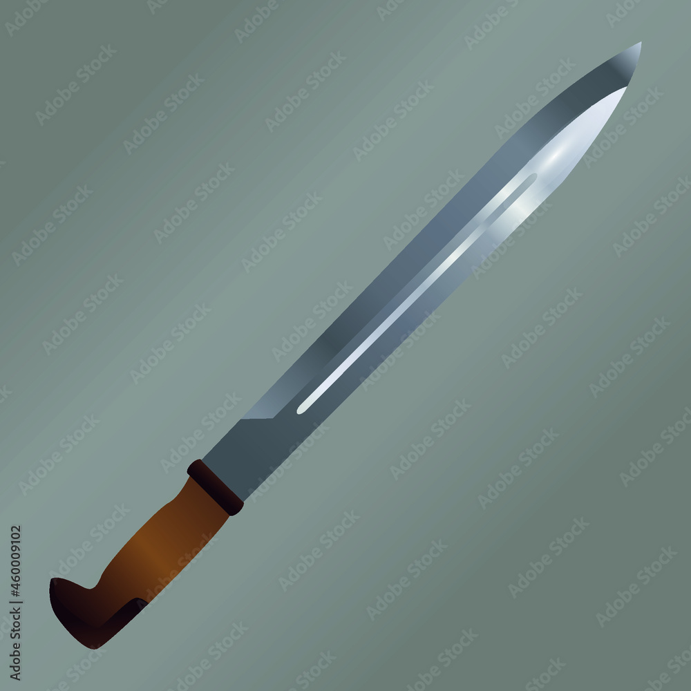 Army survival combat machete knife wooden handle Vector Army survival combat machete knife wooden handle Vector