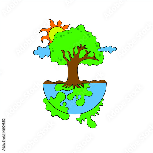 Reforestation, World Environment Day, World Heart Day, Garden, Trees, Save World, Earth Day, Nature and Ecology Concept. Cartoon People Vector Illustration