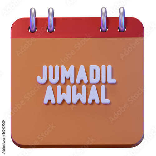 jumadil awwal month, Hijriyah Islamic Calendar 3D Render Object photo