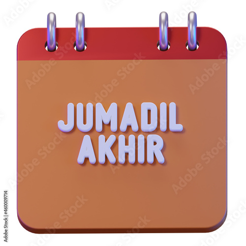 jumadil akhir month, Hijriyah Islamic Calendar 3D Render Object photo