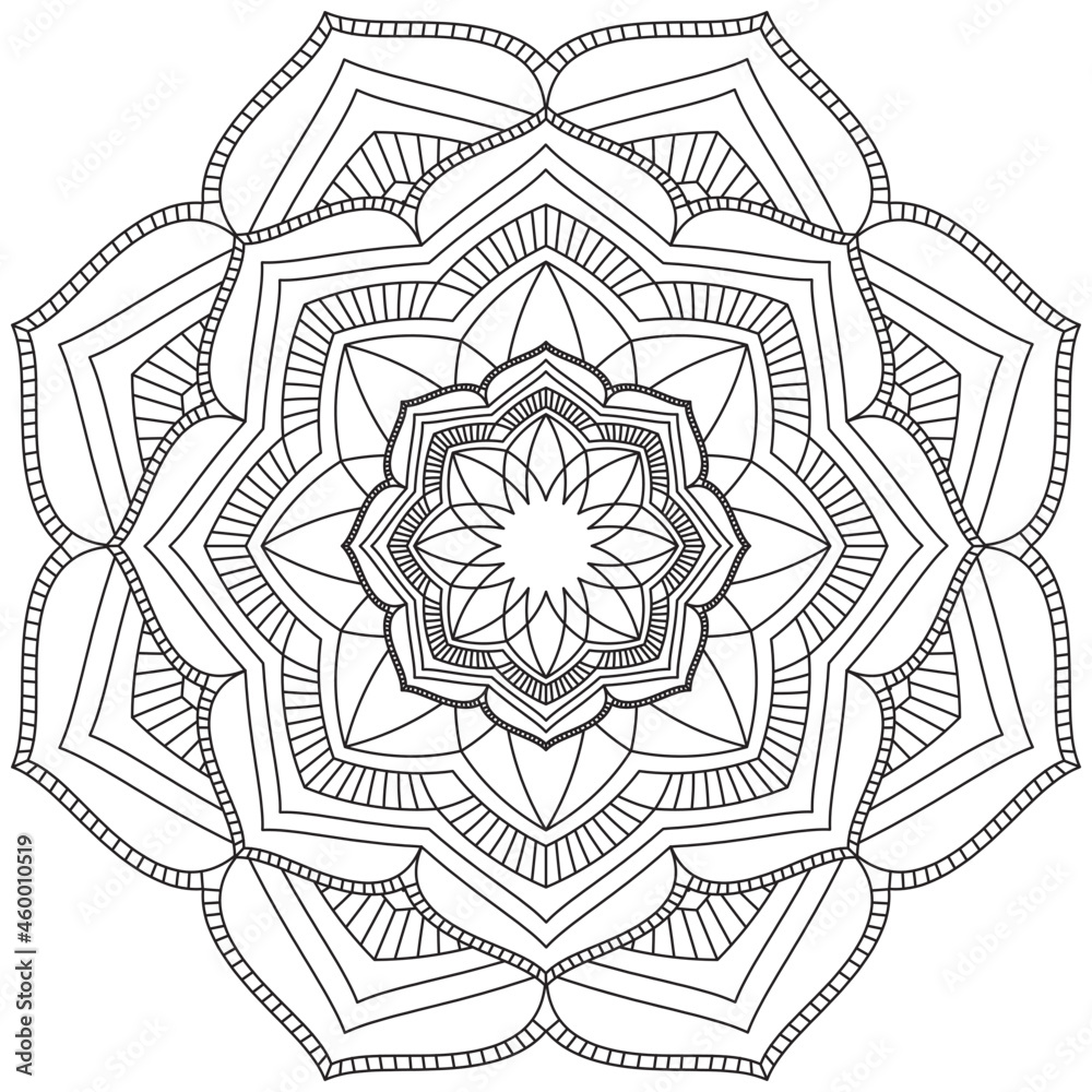 Leaf Flower Petal Coloring Mandala Art Simple Graphic Shape Vector Floral Oriental Outline Vintage Decorative Elements Pattern Illustration Islam Arabic Indian Turkish Mystic Religion Morals Lotus