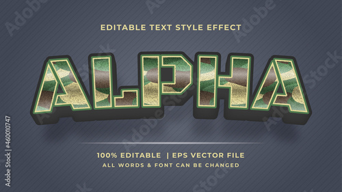Alpha military 3d text style effect. Editable illustrator text style.