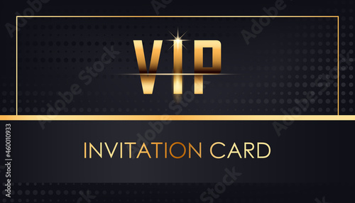 Elegant gold vip invitation card design template with dotted effect. Vector
