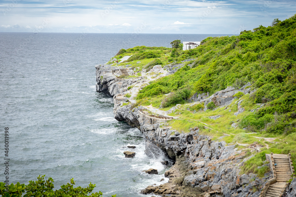 Area of Chong Isariyabhorn (Chong Kao Kad) or Cape Maha Vajiravudh famous beach sunset point in Si chang island, Chonburi, Thailand.